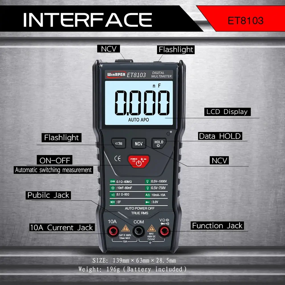 Winapex Et8103 Lcd Auto Measure Digital Multimeter 6000