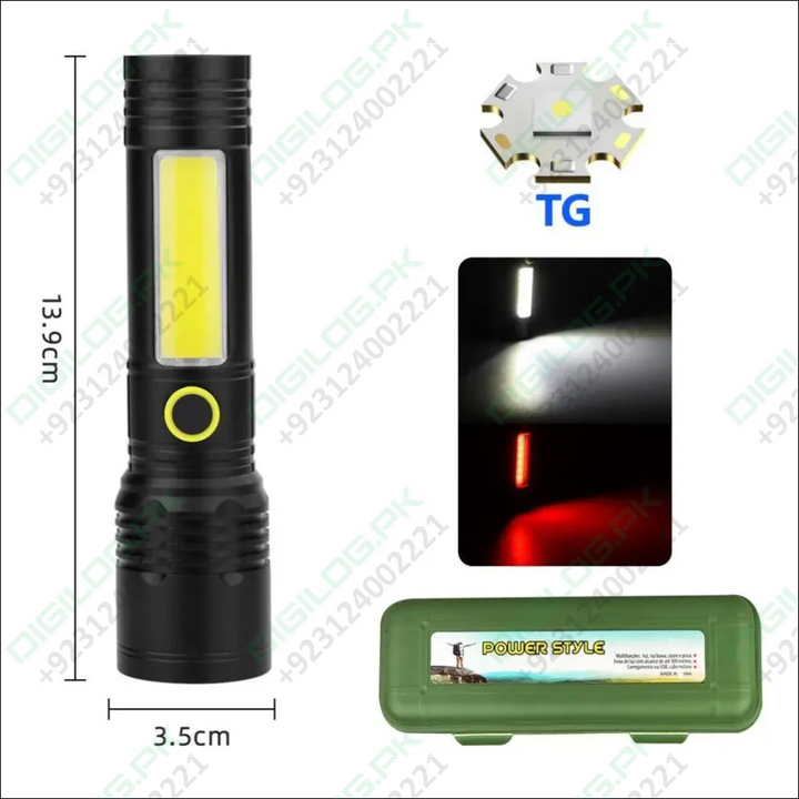 Handheld rechargeable Emergency Torch flashlight with zoom BN-537 universal flashlight dust protection Type-C charging