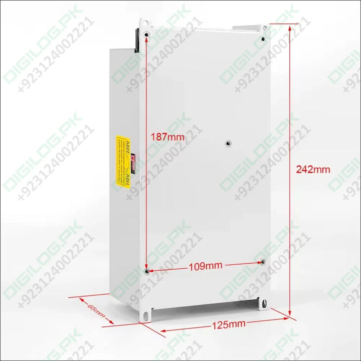 White rectangular Switching Power Supply 68V 14.7A with adjustable voltage specifications