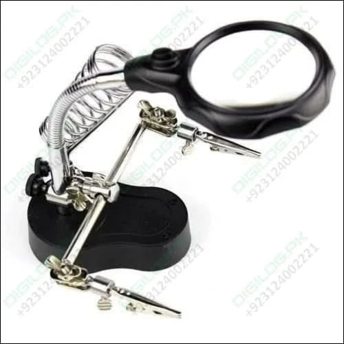 Helping Hand Clip Desktop Led Light Magnifier Glass