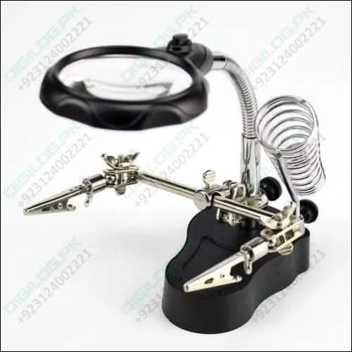 Helping Hand Clip Desktop Led Light Magnifier Glass