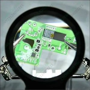 Helping Hand Clip Desktop Led Light Magnifier Glass