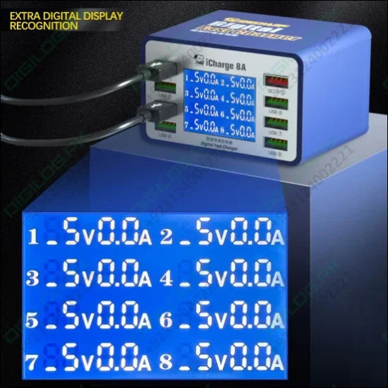 Mechanic Icharge 8p / 8s Qc 3.0 Multi-port Smart Fast Charger With Digital Display