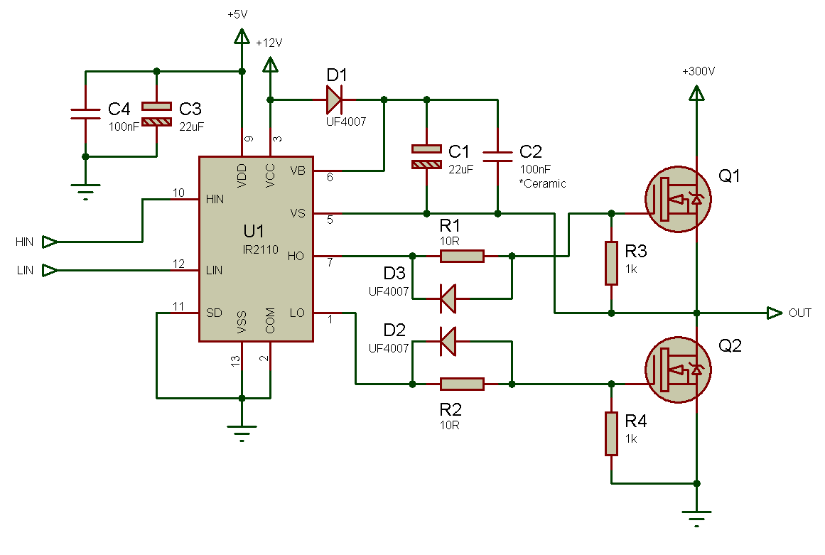 Ir2110 H bridge not working at High voltage DC 220V with PWM 16Khz | Forum  for Electronics