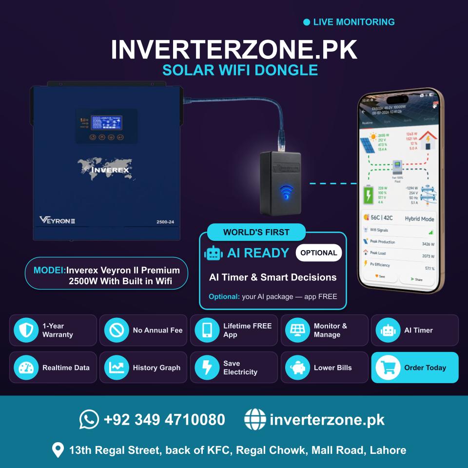 Inverterzone Inverex Veyron II Premium 2500W With Built in Wifi Special Model Solar WiFi Dongle