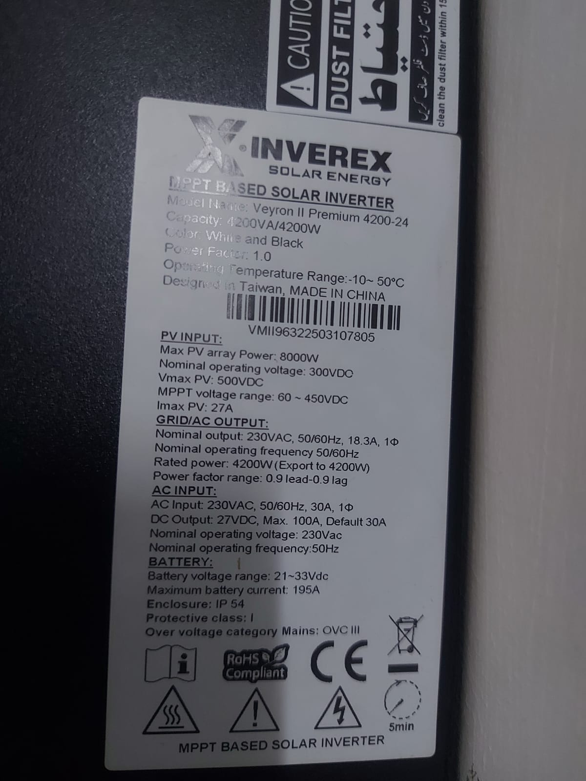 Inverex Veyron II Premium 4200-24 PV8000 IP54 Solar WiFi Dongle - Real-Time Solar Monitoring
