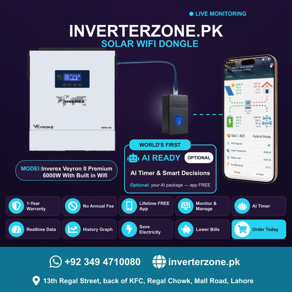 Inverterzone Inverex Veyron II Premium 6000W With Built in Wifi Special Model Solar WiFi Dongle