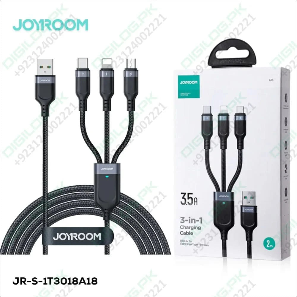 Joyroom S A18 1T3 30W 3 in 1 Fast Charging Cable Type C to L + C + M 1.2m Black