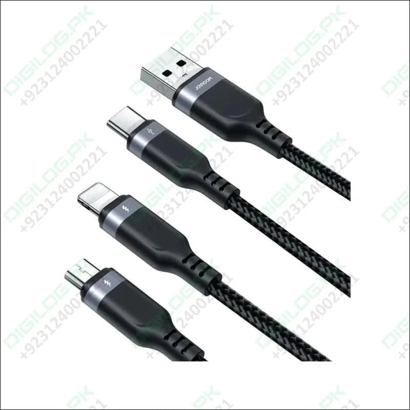 Joyroom S A18 1T3 30W 3 in 1 Fast Charging Cable Type C to L + C + M 1.2m Black
