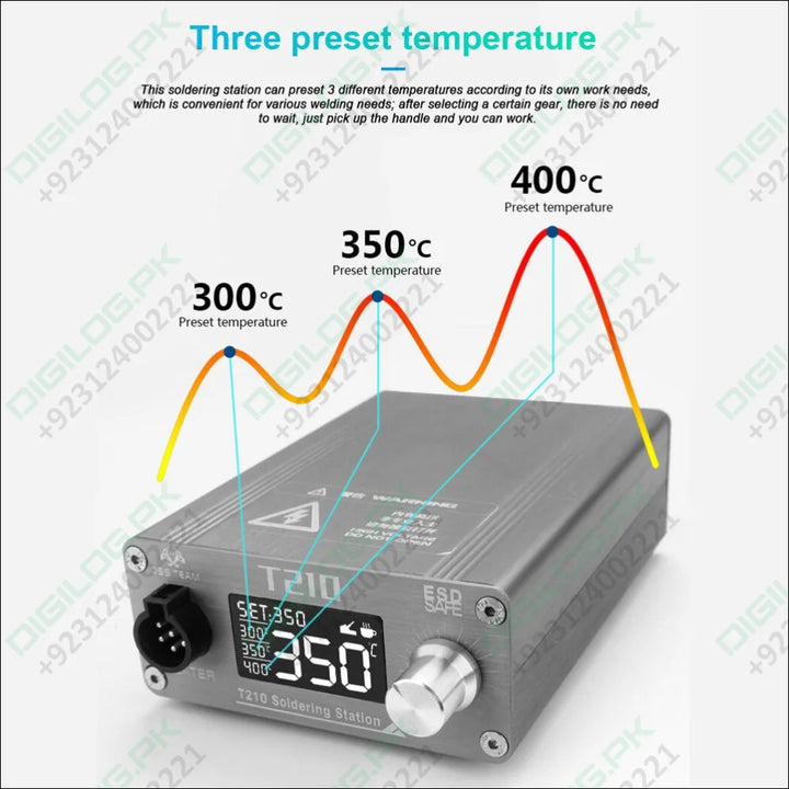 T210 Thermostatic Soldering Station – 75W Adjustable Temperature 120–450°C LED Display Auto Sleep PID Control