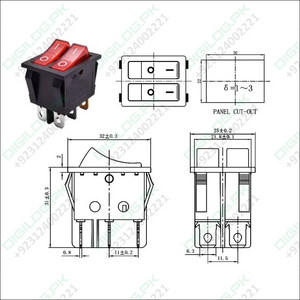 Kcd6 Plastic Dual Push Button Rocker Switch 6 Pin 12v 220v