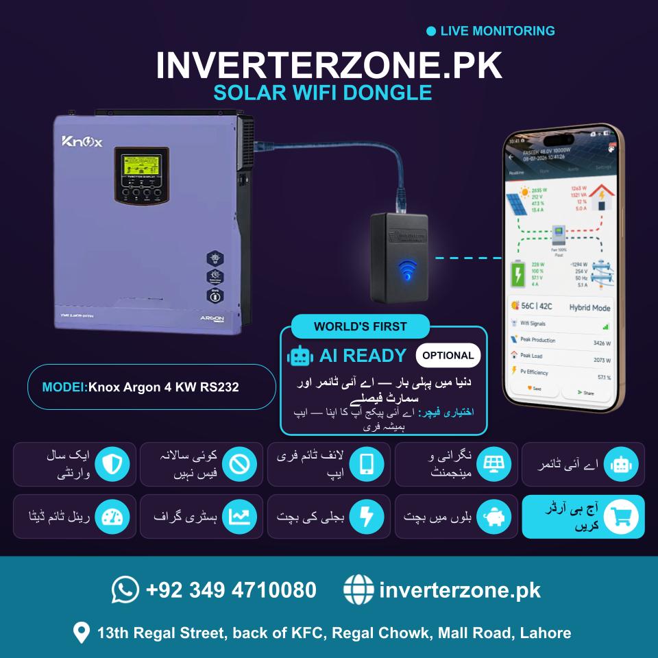 Inverterzone Knox Argon 4 KW RS232 Special Model Solar WiFi Dongle