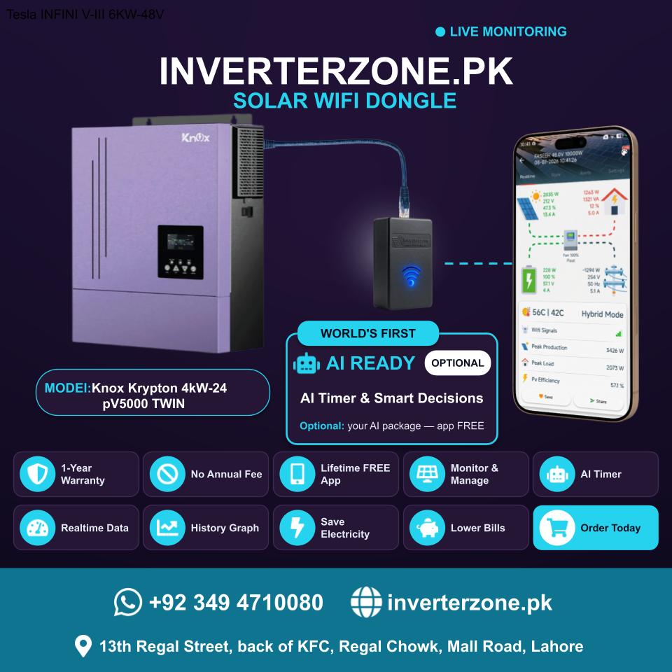 Knox Krypton 4kW-24-pV5000-TWIN Solar WiFi Dongle - Real-Time Solar Monitoring