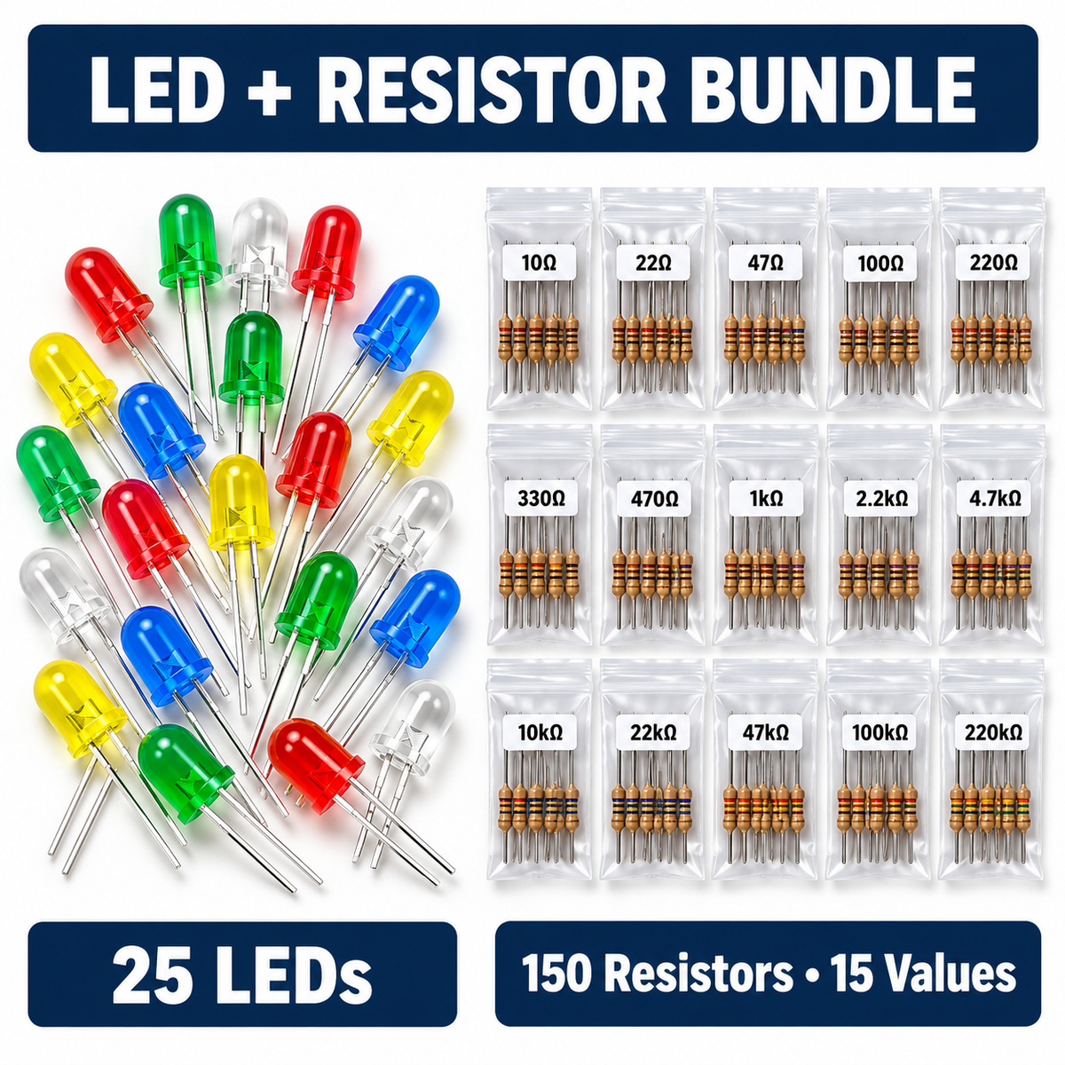 Resistors and led's set