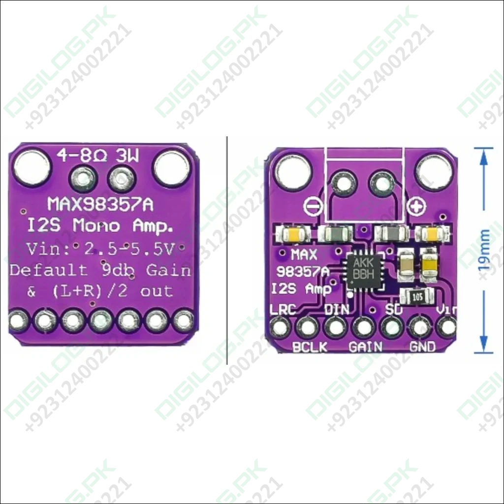 MAX98357 I2S PCM Digital Audio Amplifier Board - 3W Class D DAC Decoder