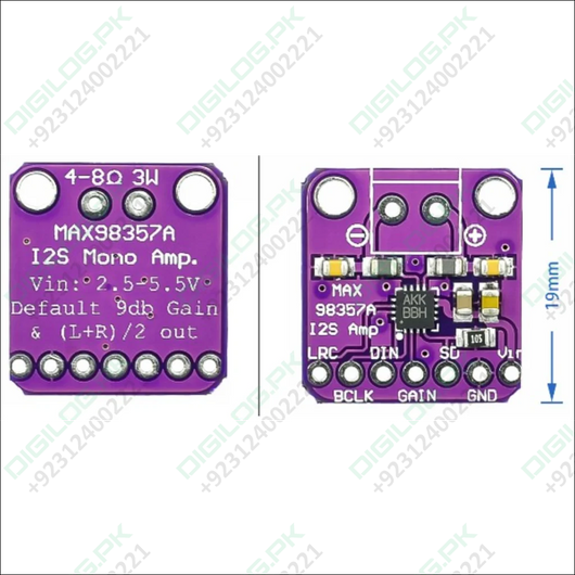 MAX98357 I2S PCM Digital Audio Amplifier Board - 3W Class D DAC Decoder