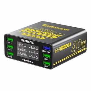 MECHANIC F-Power 6 — 6-Port USB Digital Display Charging Station with QC3.0 (40W)