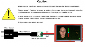 Power supply test board included with the Nextion NX8048P050 5 inch HMI display