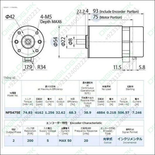 Nisca Servo Dc Motor With Encoder Nf5475e 24v To 38v