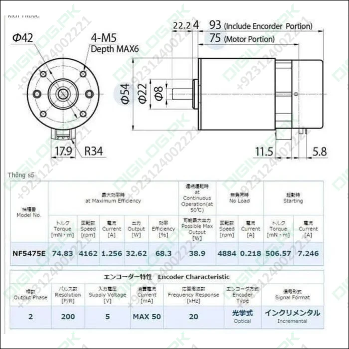 Nisca Servo Dc Motor With Encoder Nf5475e 24v To 38v