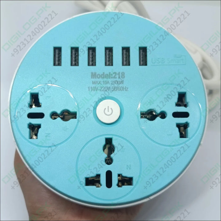 Power Extension Lead with 3 Power Sockets and 6 Usb Ports Round shape