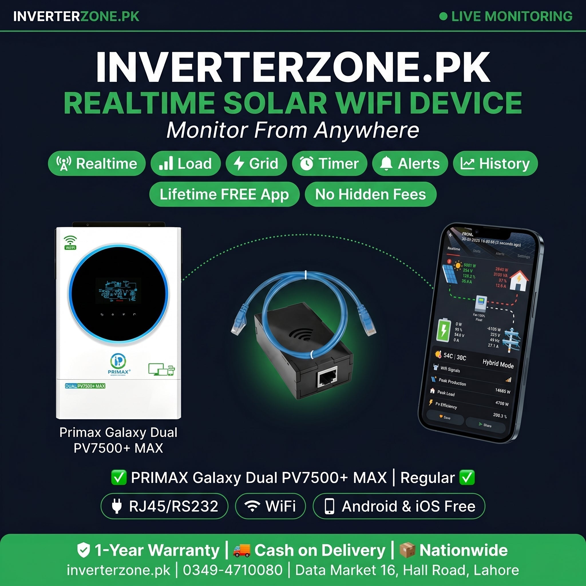 Primax GALAXY DUAL PV7500+ MAX Solar WiFi Dongle - Real-Time Solar Monitoring