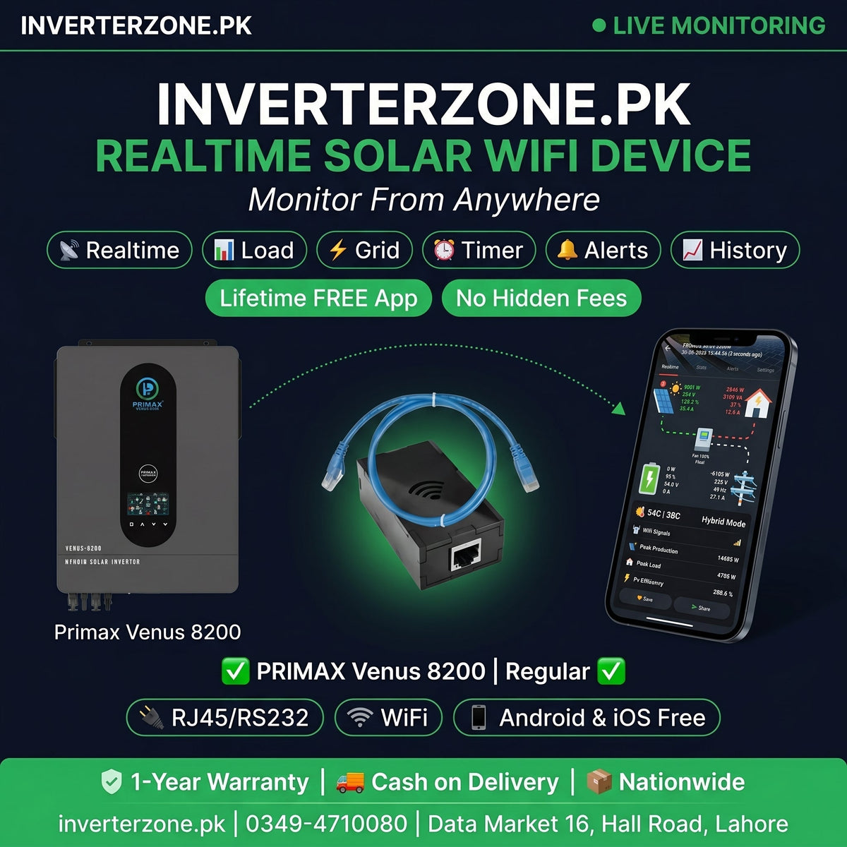 Primax Venus 8200 Solar WiFi Dongle - Real-Time Solar Monitoring