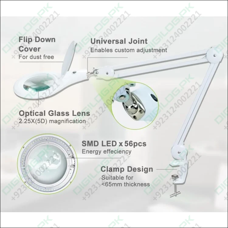 Proskit MA 1209 Clip-on 5D Magnifying Glass LED Light - Perfect for Tool Repair and Detailed Work