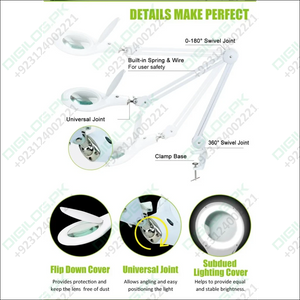 Proskit MA 1209 Clip-on 5D Magnifying Glass LED Light - Perfect for Tool Repair and Detailed Work