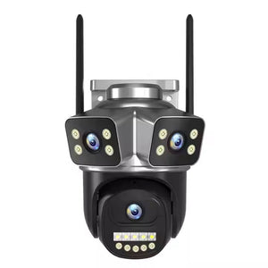 QD18 WiFi Security Camera, 3 Lens PTZ, Outdoor Home CCTV, Night Vision, APP Control, 2-Way Audio, Motion Detection Alarm