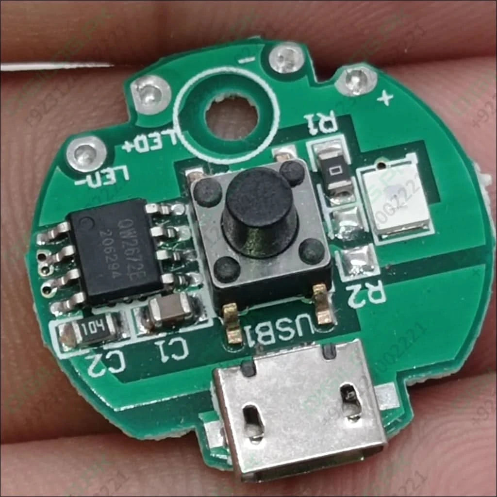 Green circuit board with components for QW2672 Emergency Light Controller Module