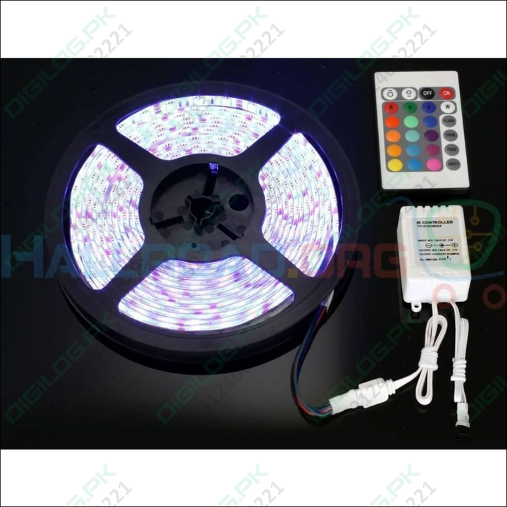 Rgb Led Strip With Remote And Power Supply White Background