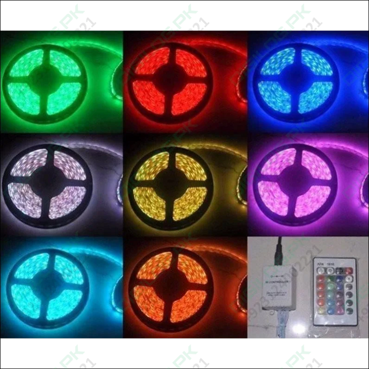 Rgb Led Strip With Remote And Power Supply White Background