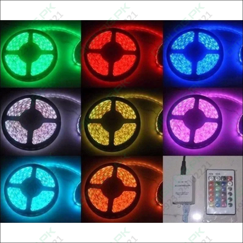 Rgb Led Strip With Remote And Power Supply White Background