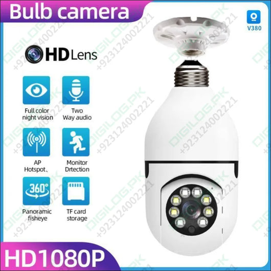 Camera V380 Pro E27 360 Degree Led Light 1080p Wireless