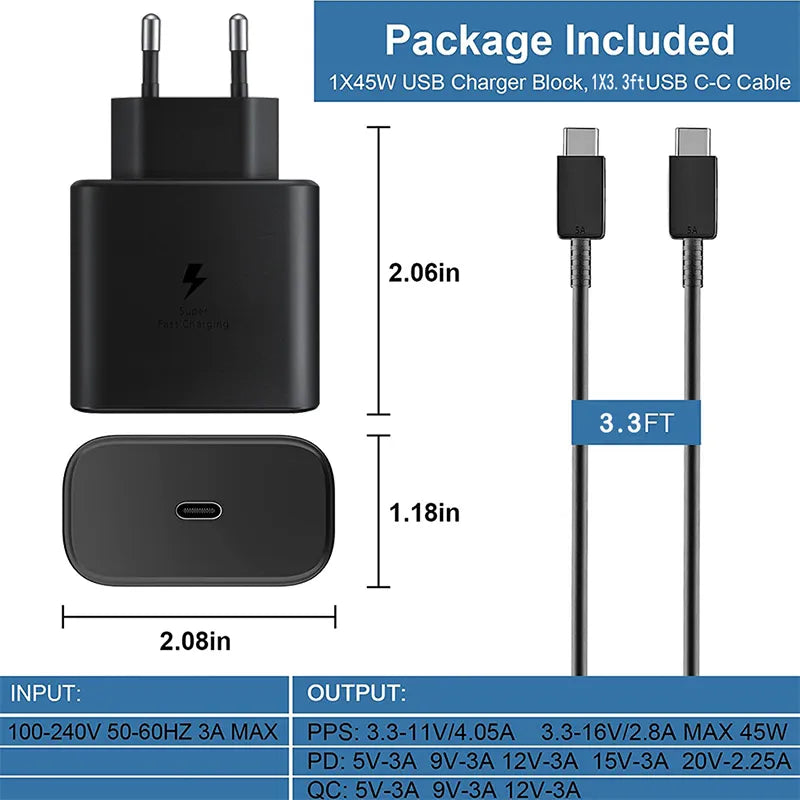 Ep-ta845xwcgcn Samsung 45w Pd Adapter With Type c To Cable