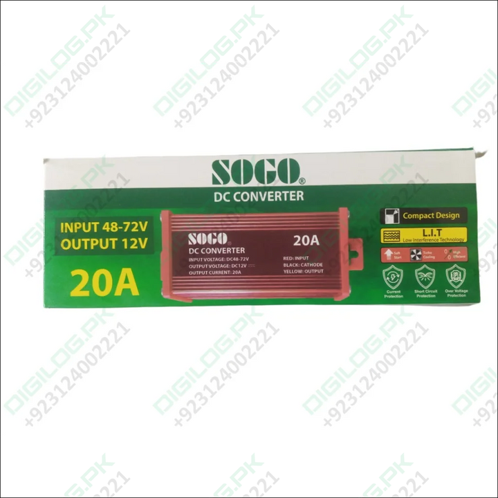 SOGO 20A DC Converter | 48-72V to 12V Step Down Voltage Regulator