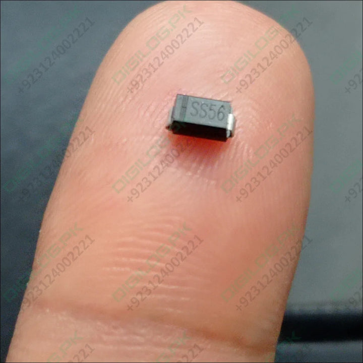 Black electronic component of SS56 diode in DO-214AA package, available in Pakistan