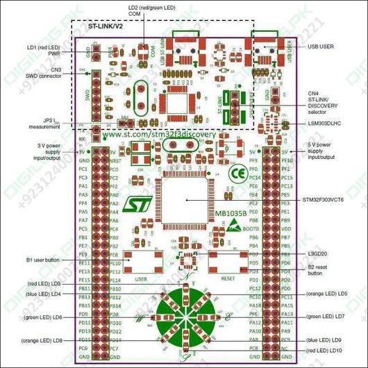 Stm Discovery Kit Stm32f3 Stm32f303vc With Programming Cable