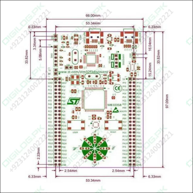 Stm Discovery Kit Stm32f3 Stm32f303vc With Programming Cable
