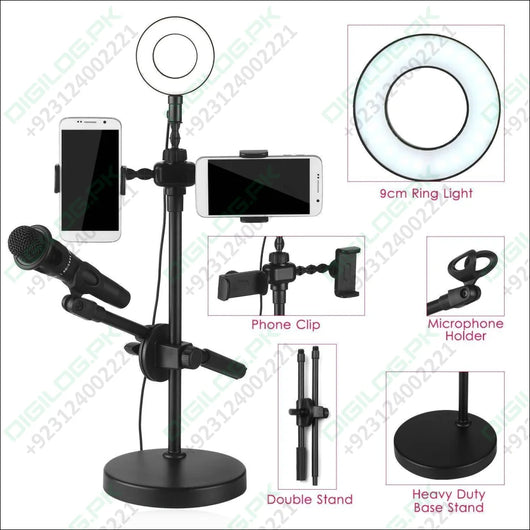 Live Stream Ring Light With Phone Holder And Microphone