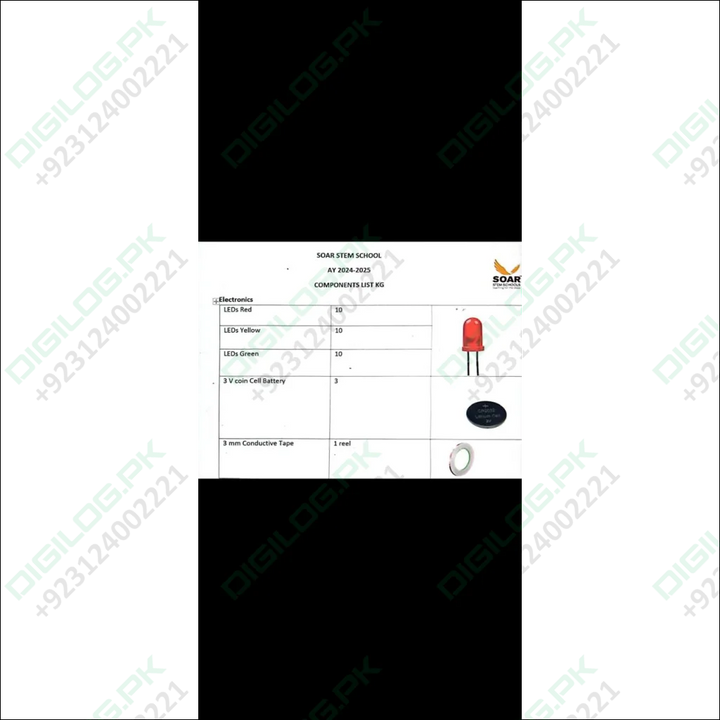 Electronics components list for SOAR STEM School AY 2024-25 with LED light features