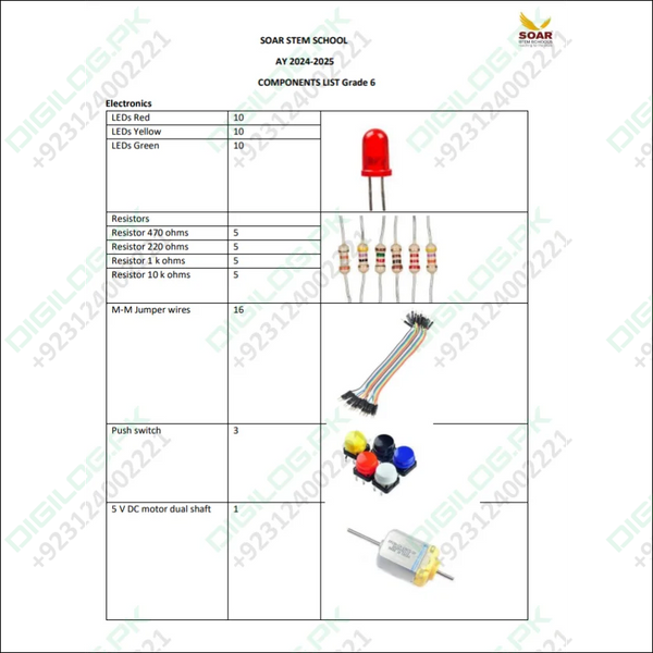 Soar Stem school AY 2024-25 Component list for Grade 6