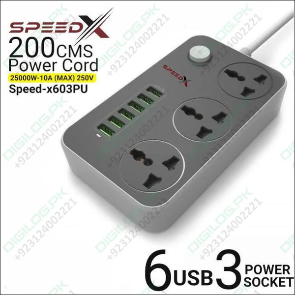 High Quality 3 Power Socket 6 Usb Ports Extension Lead Wire