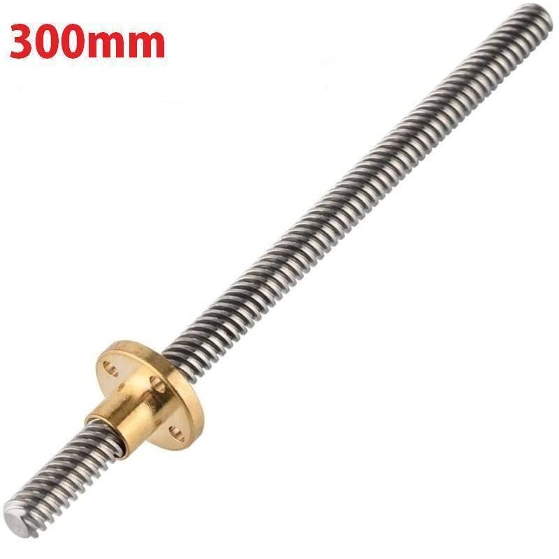 T8 300mmx8mm Screw Threaded Rod With Brass Nut