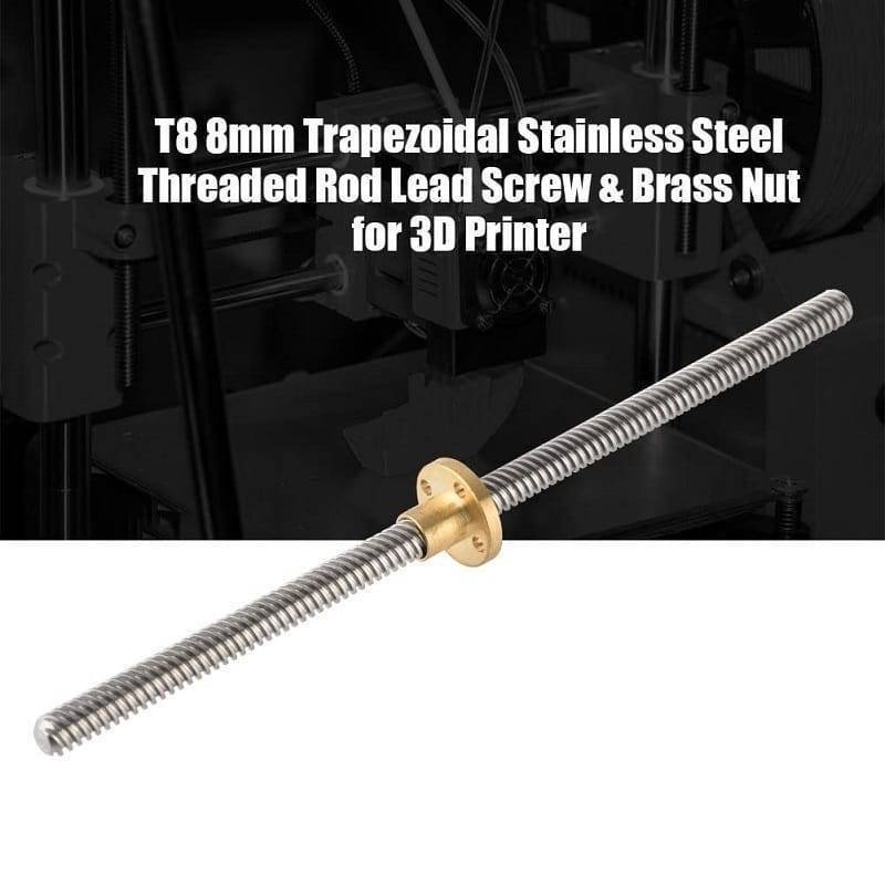 T8 400mmx8mm Screw Threaded Rod With Brass Nut