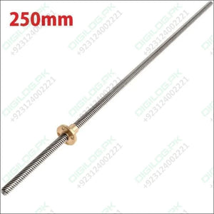 T8 250mmx8mm Screw Threaded Rod With Brass Nut