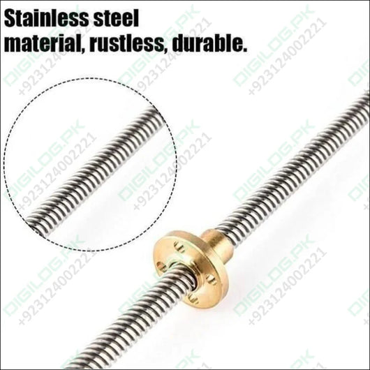 T8 300mmx8mm Screw Threaded Rod With Brass Nut