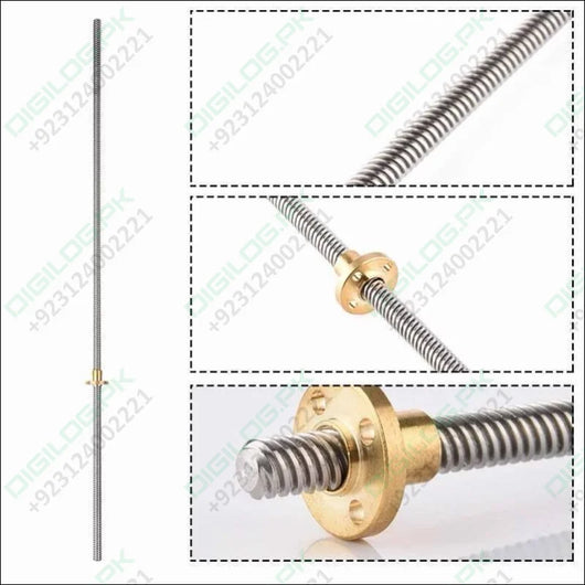 T8 300mmx8mm Screw Threaded Rod With Brass Nut