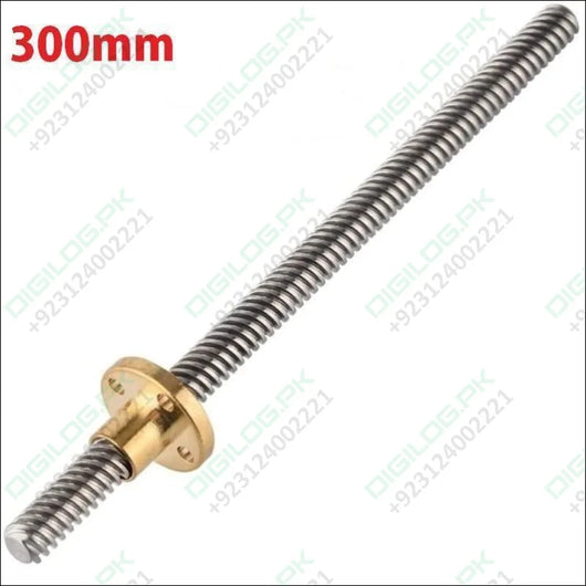 T8 300mmx8mm Screw Threaded Rod With Brass Nut